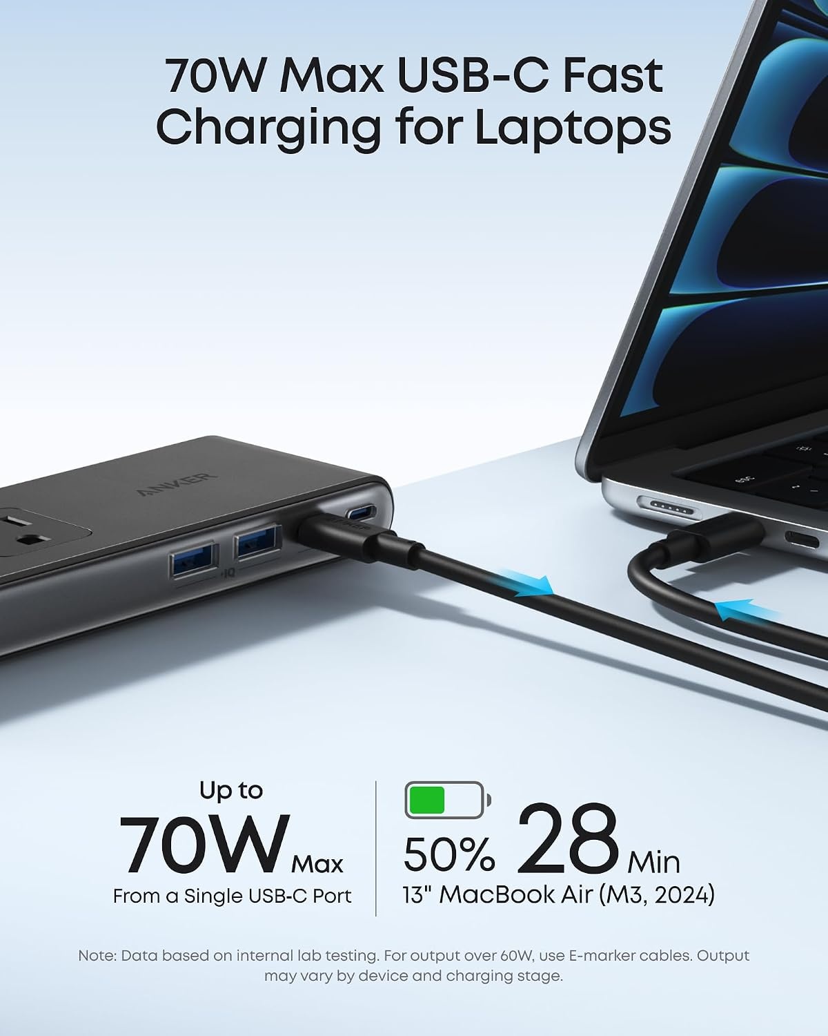 image:imageAnker Nano Power Strip Desk Clamp 70W Max 1500J Surge Protector 2 USB CWhite