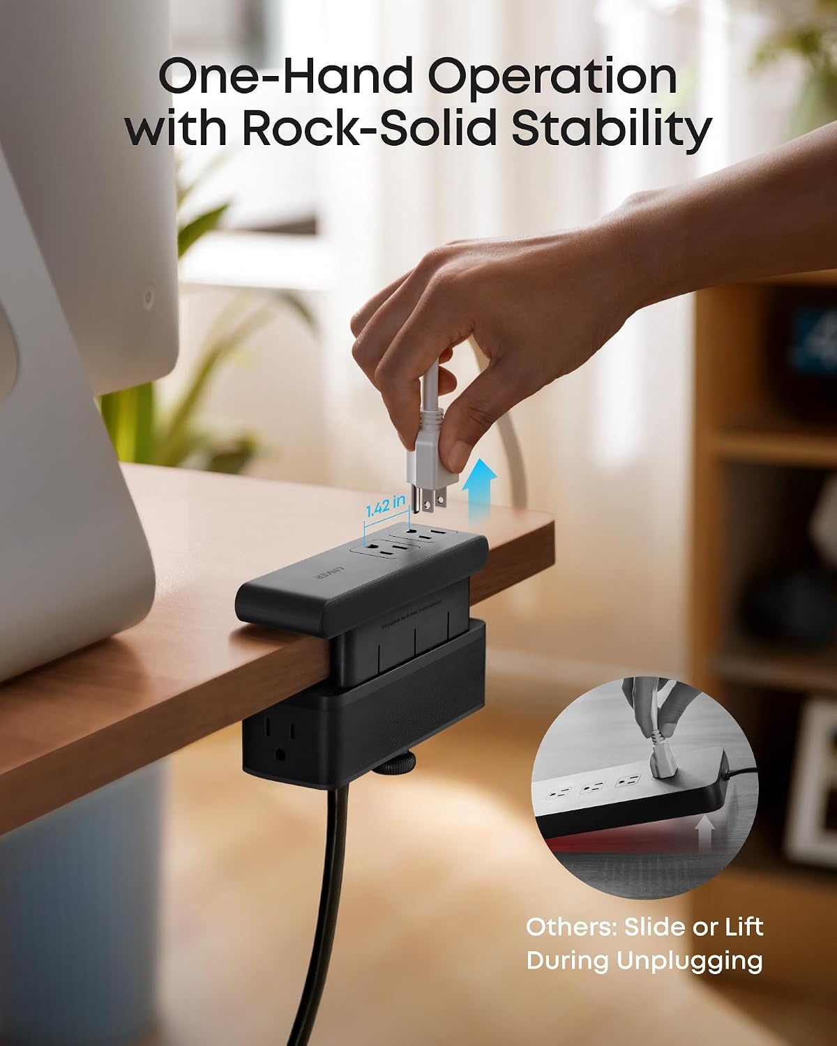 image:imageAnker Nano Power Strip Desk Clamp 70W Max 1500J Surge Protector 2 USB CWhite
