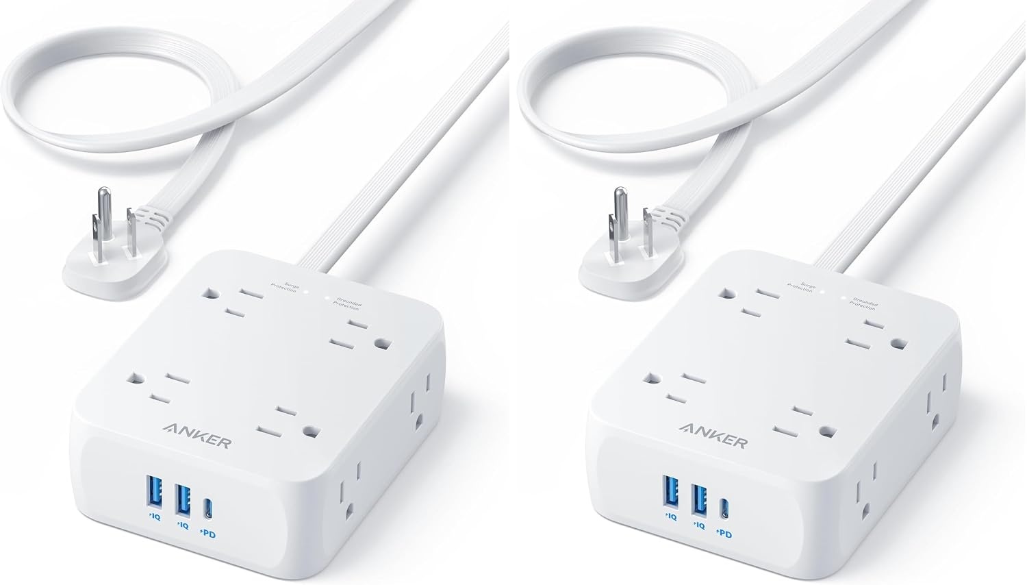 image:imageAnker Power Strip with 2000J Surge Protector 5ft Outlet Extender 20W 8ACShell White