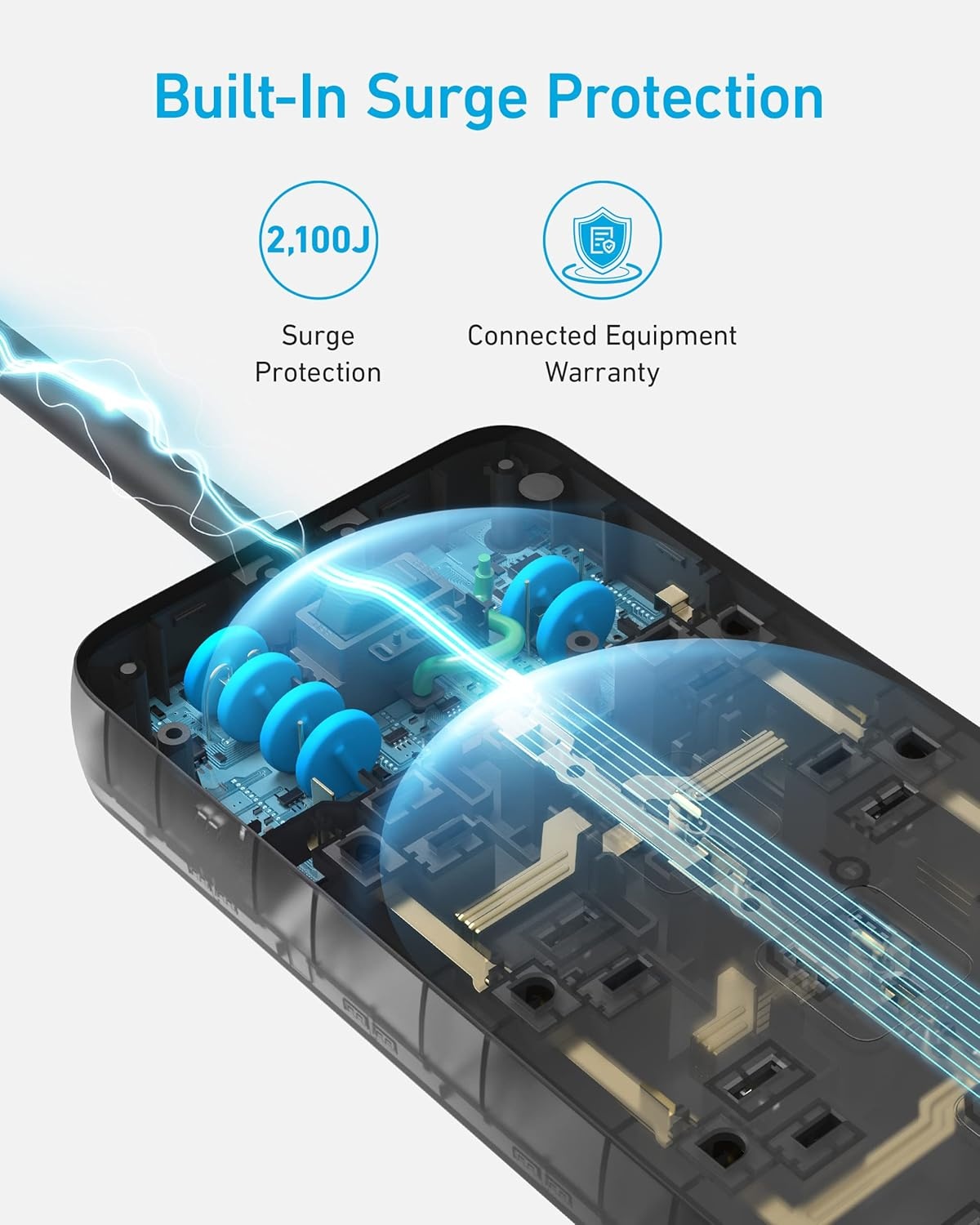 image:imageAnker Power Strip with 2100J Surge Protector Outlet Extender 20W 12 ACBlack