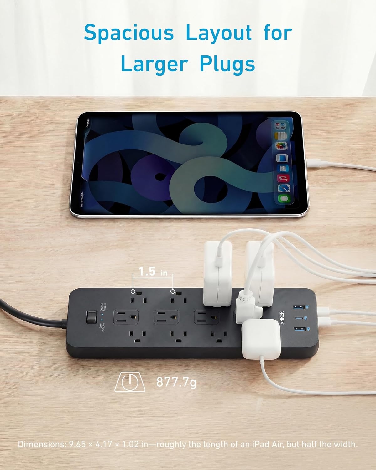 image:imageAnker Power Strip with 2100J Surge Protector Outlet Extender 20W 12 ACBlack