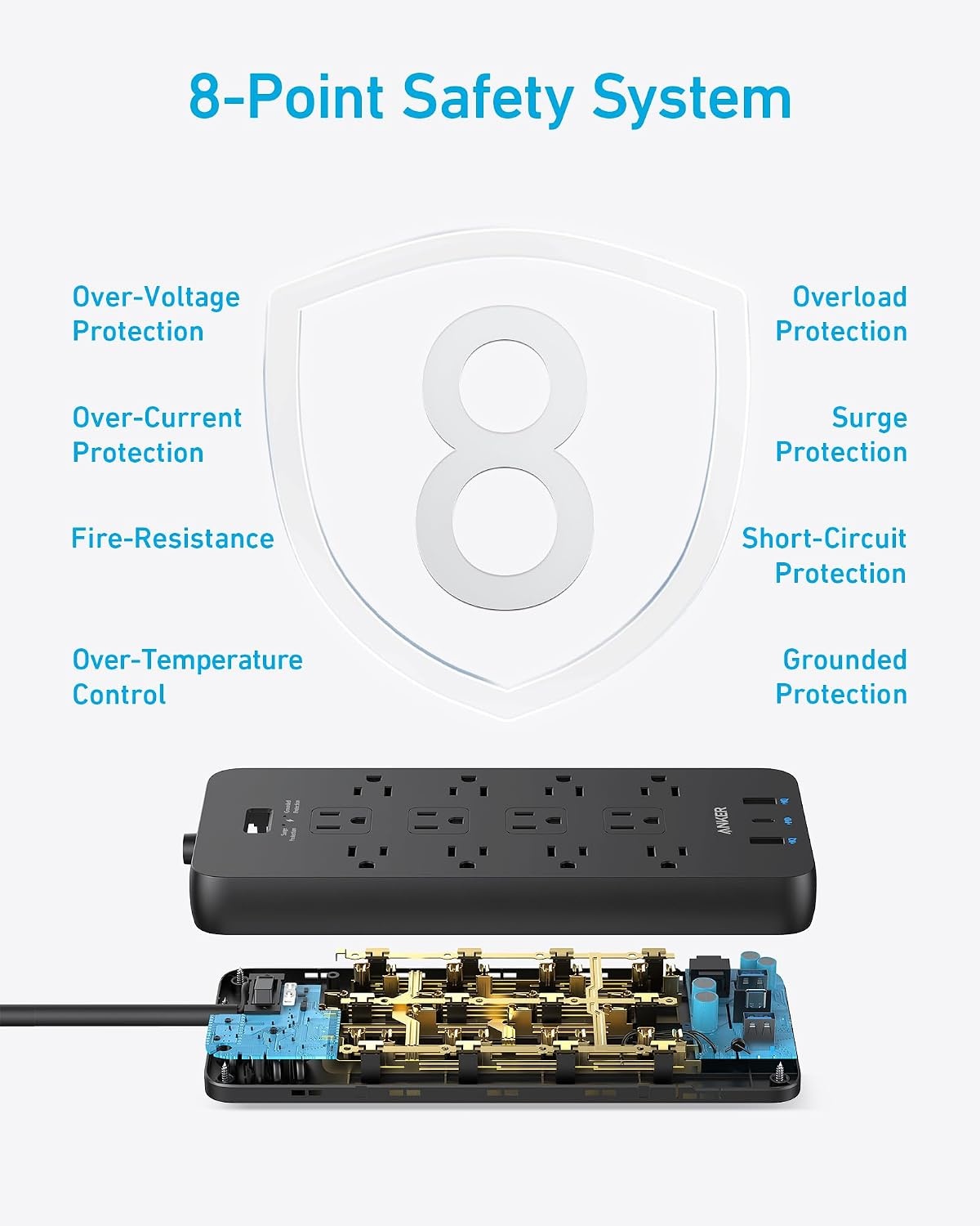 image:imageAnker Power Strip with 2100J Surge Protector Outlet Extender 20W 12 ACBlack