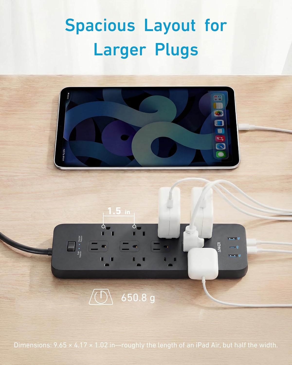 image:imageAnker Power Strip with 2100J Surge Protector Outlet Extender 20W 12 ACBlack