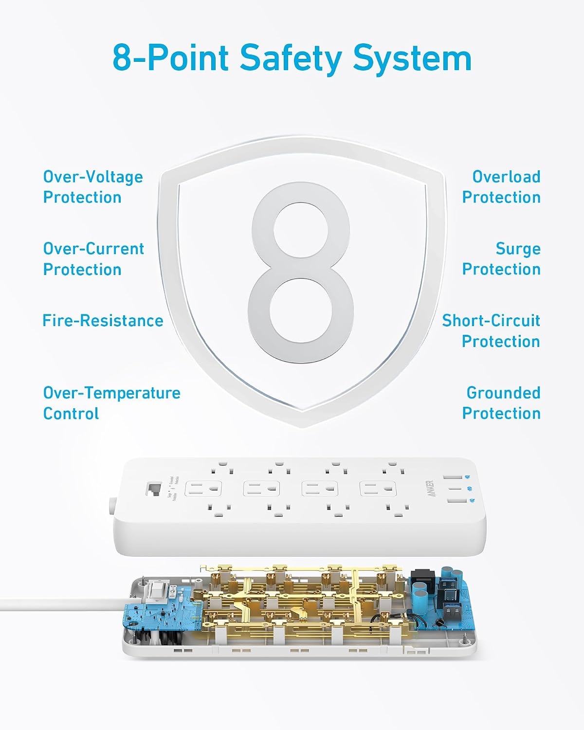 image:imageAnker Power Strip with 2100J Surge Protector Outlet Extender 20W 12 ACWhite