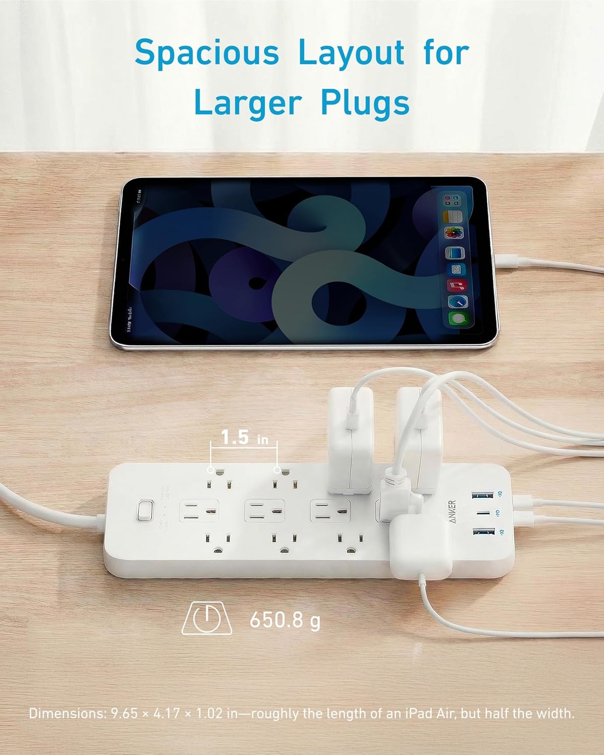 image:imageAnker Power Strip with 2100J Surge Protector Outlet Extender 20W 12 ACWhite