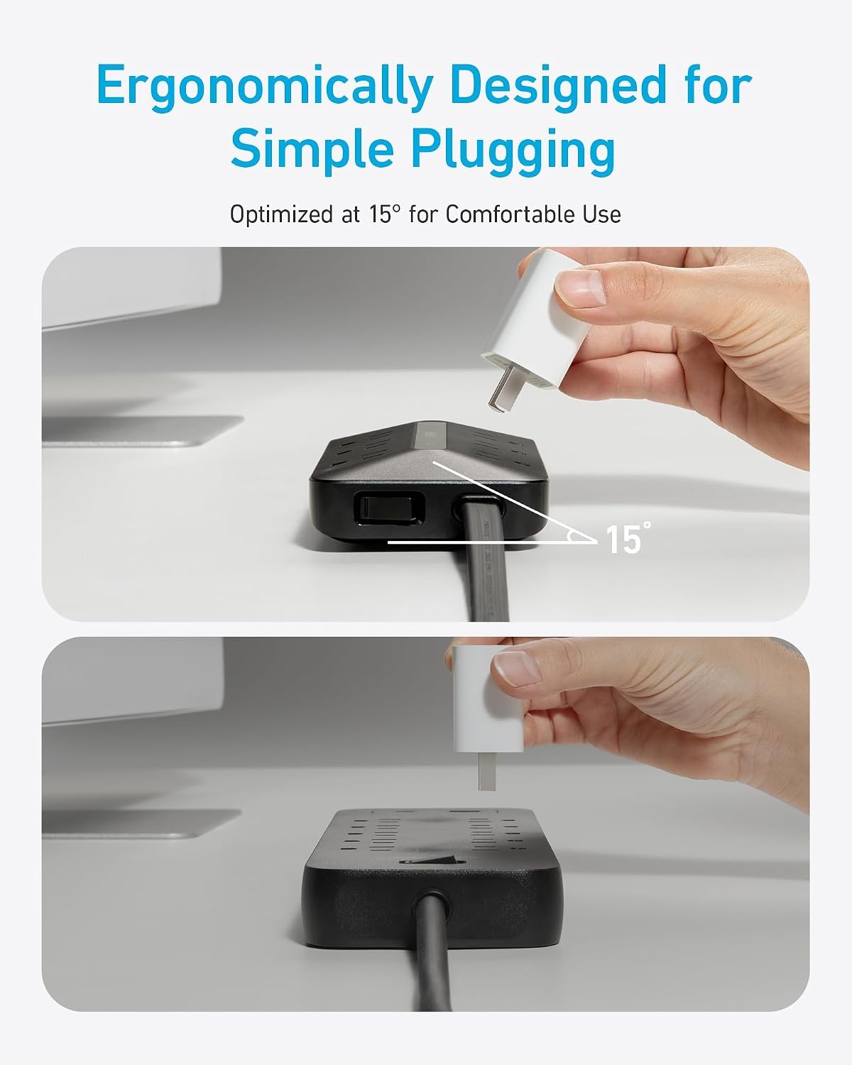 image:imageAnker Power Strip with 300J Surge Protector 5ft Outlet Extender 20W 6ACBlack