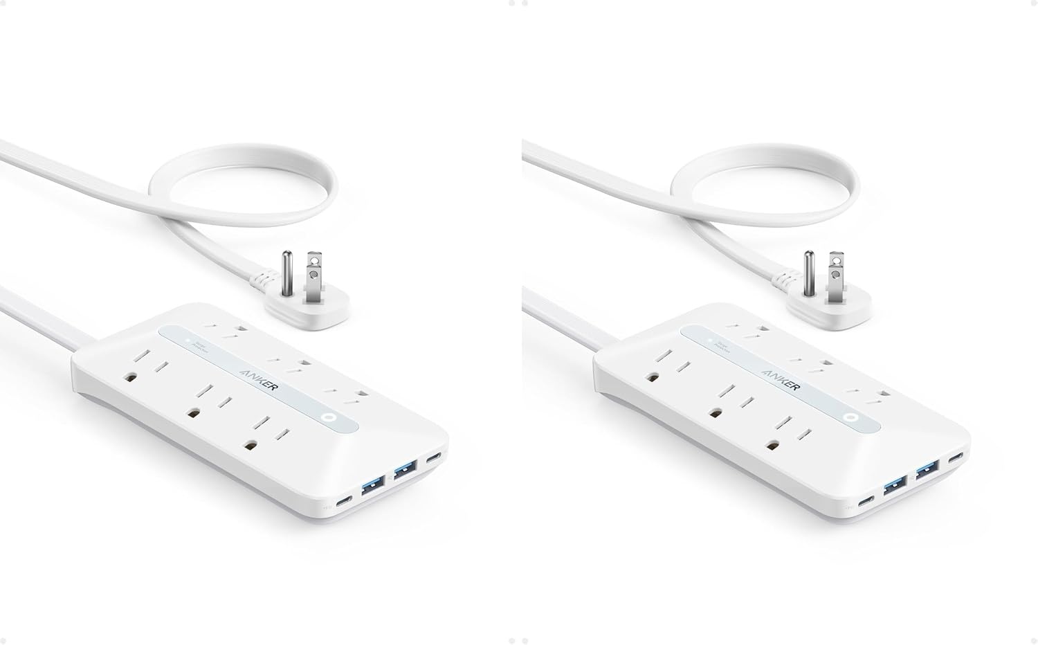 image:imageAnker Power Strip with 300J Surge Protector 5ft Outlet Extender 20W 6ACWhite