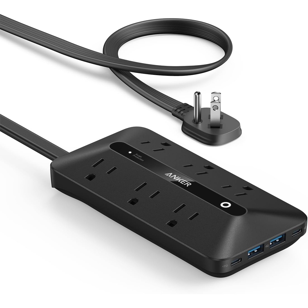 image:imageAnker Power Strip with 300J Surge Protector 5ft Outlet Extender 20W 6ACBlack